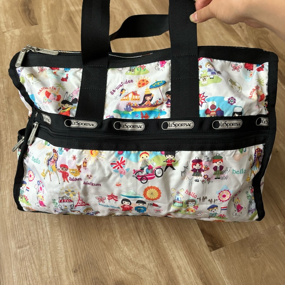 Rare Lesportsac X Disney It’s A Small World Duffel Bag Gem